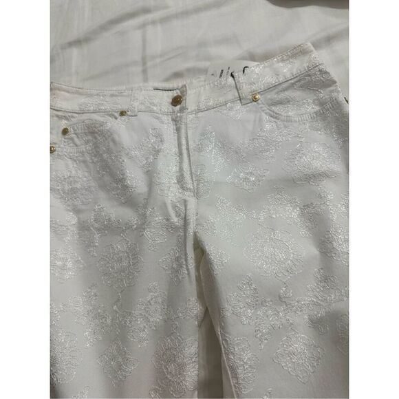 NWT Escada White Mosaic Stitch Skin Pants Womens 36 - Picture 12 of 16